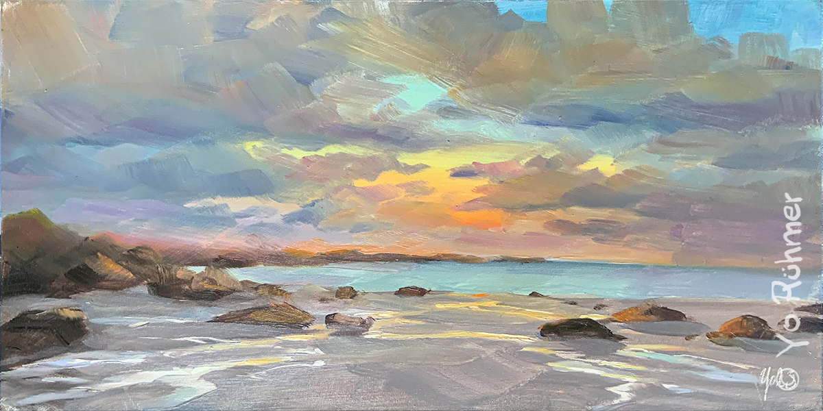 Bretagne-Sonnenuntergang-Wolken-Ölbild-pleinairmalerei-1109