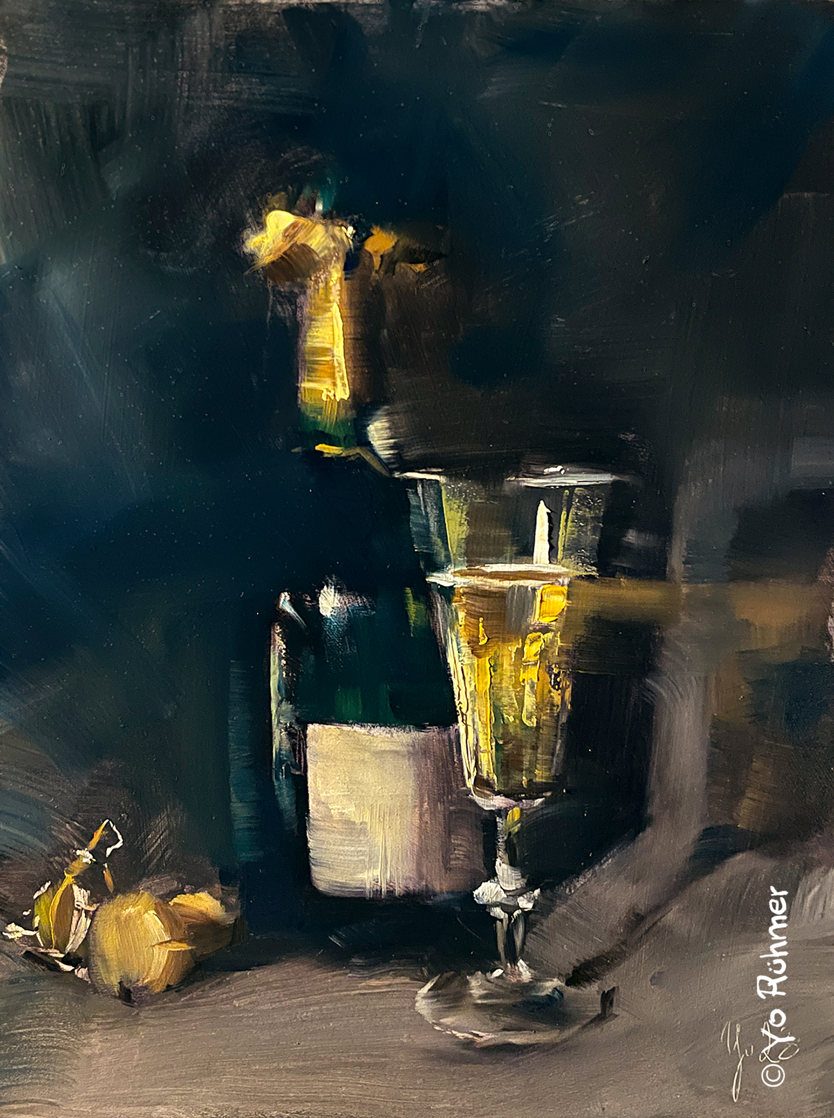 Champagner-Stillleben-Ölbild-allaprima-1230