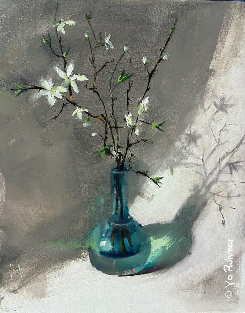 Blütenast-gemalt-Ölbild-Stillleben-1259
