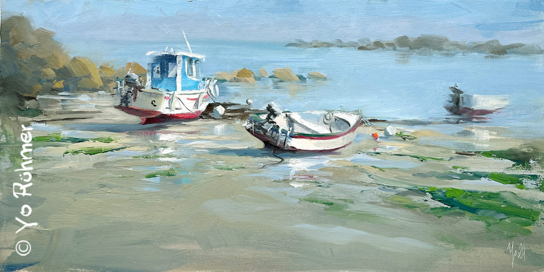 Bretagne-Boote-Ebbe-Ölbil-pleinairmalerei-1287