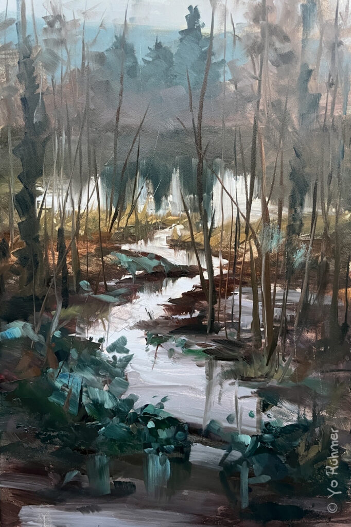 Waldbach-Winter-Ölmalerei-pleinairmalerei-1356