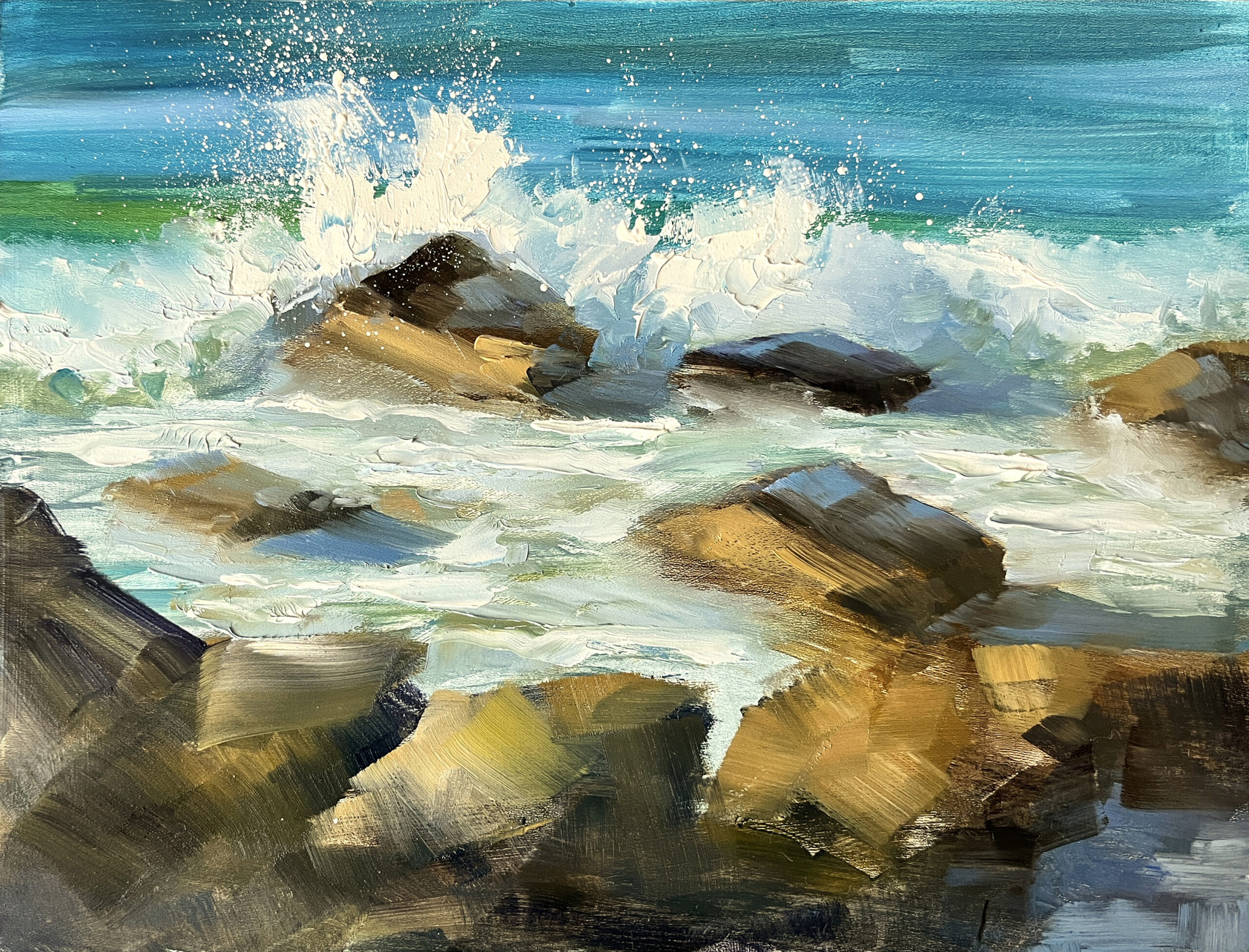 März: Felsen und Brandung