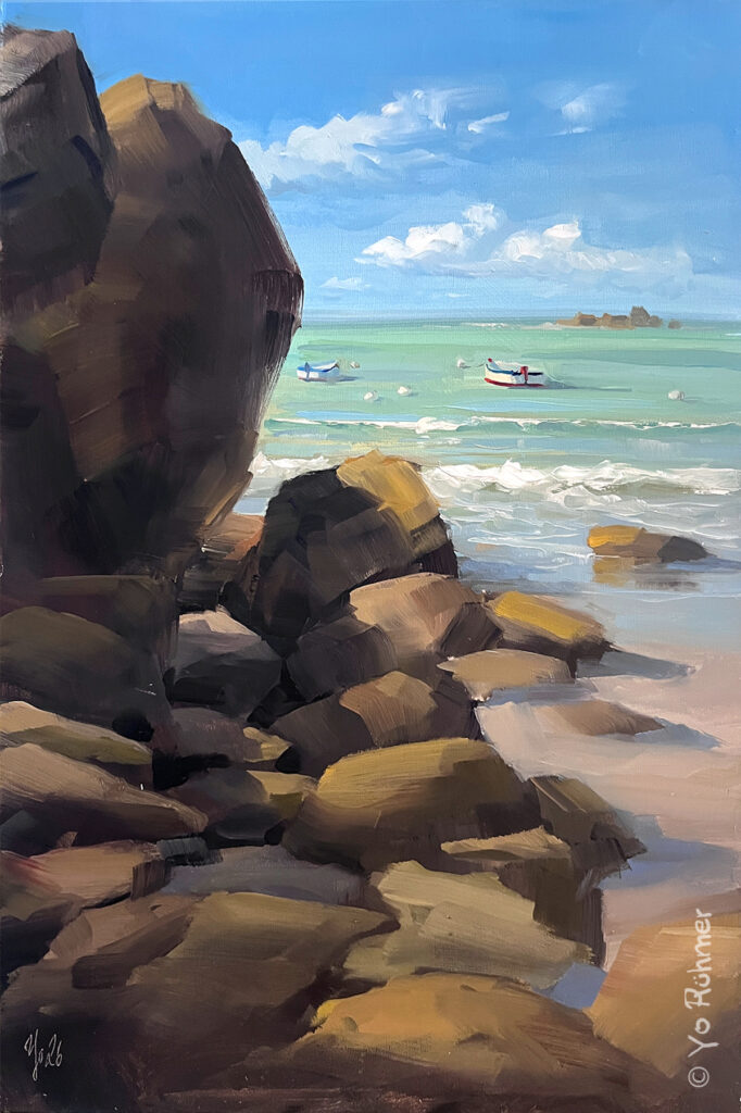 Bretagne_pleinairmalerei-felsen-am Meer-ölbild-1526