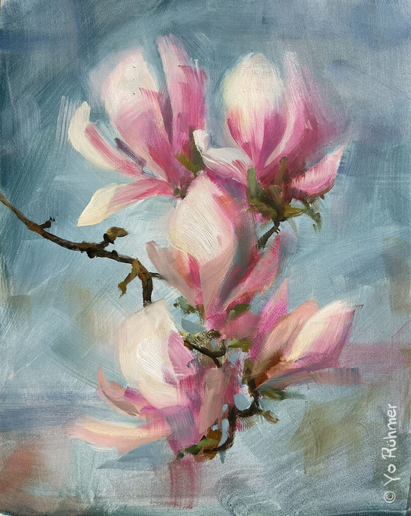 Magnolien_gemalt-Ölbild_Pleinairmalerei-1503