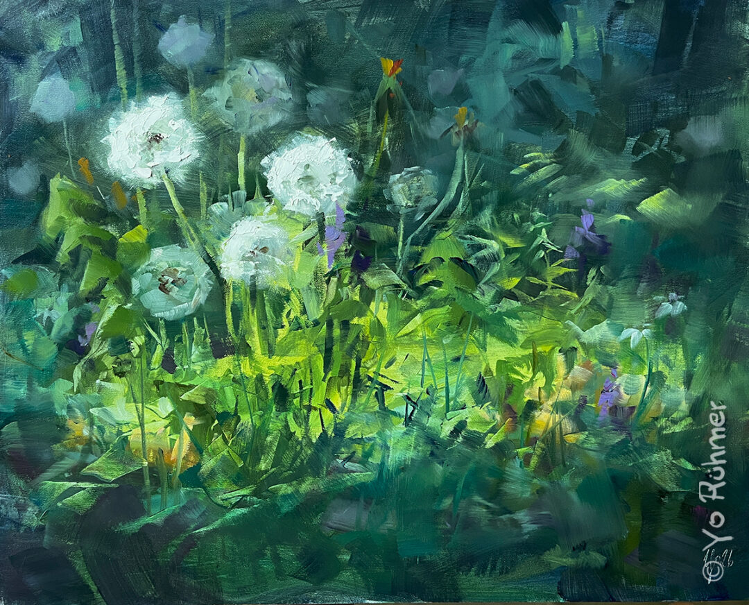 Pusteblume_Löwenzahn_Ölbild_pleinairmalerei_1515